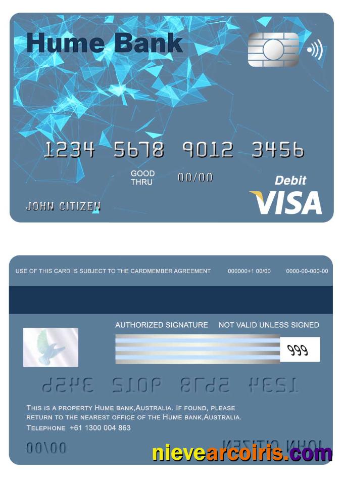 Australia Hume bank visa card